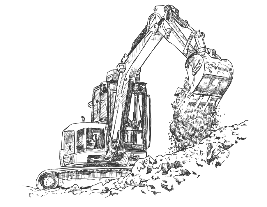 hand drawing of an excavator