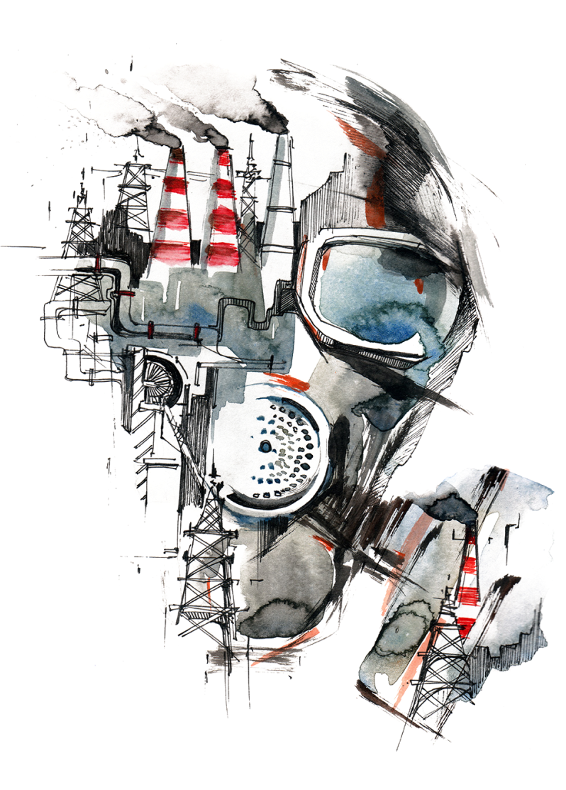 drawing representing pollution