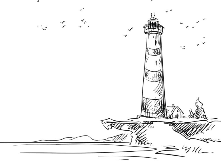 hand drawn image of a lighthouse