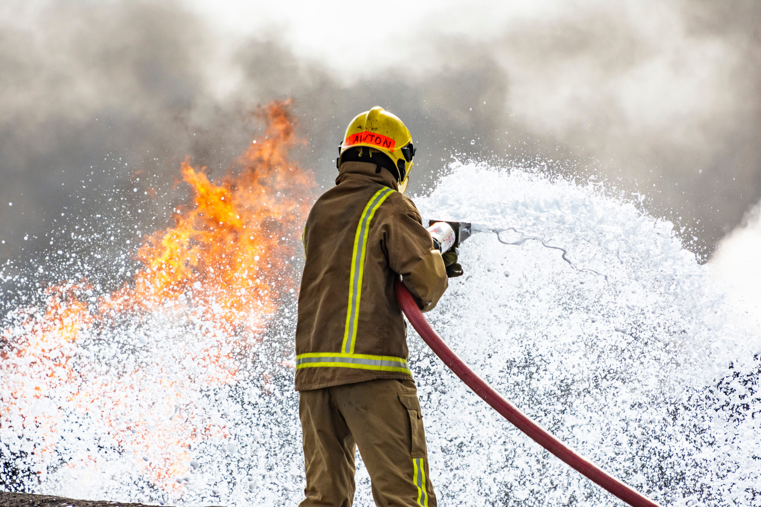 Military Airbase Fire Firefighters tackle a raging blaze on an a