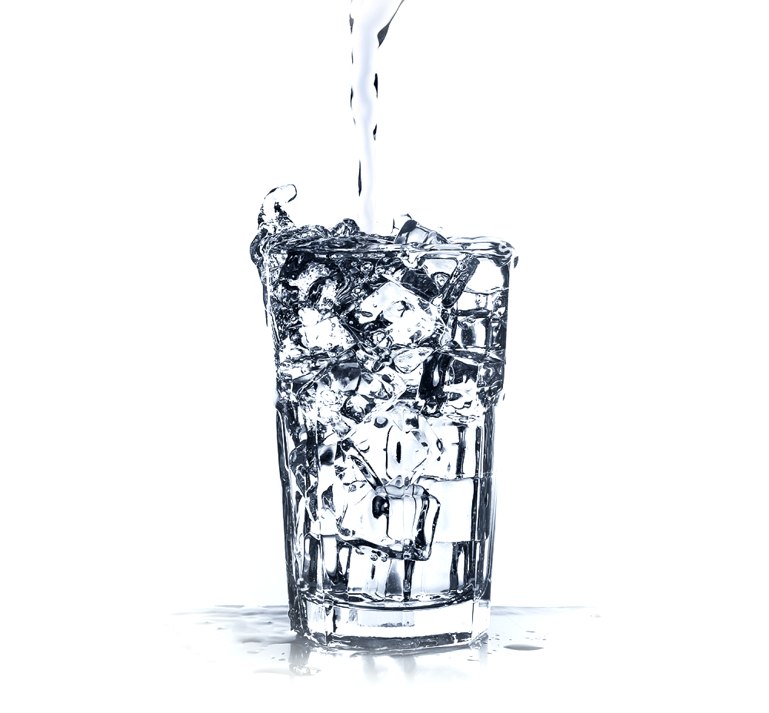 picture of a cup with ice in it being filled up with water