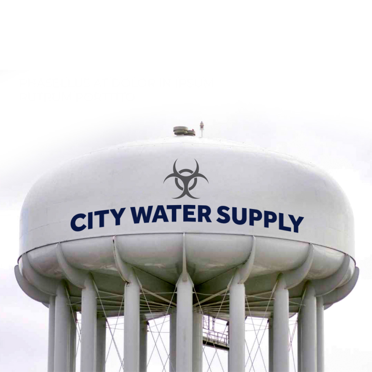 a water tower with the words city water supply