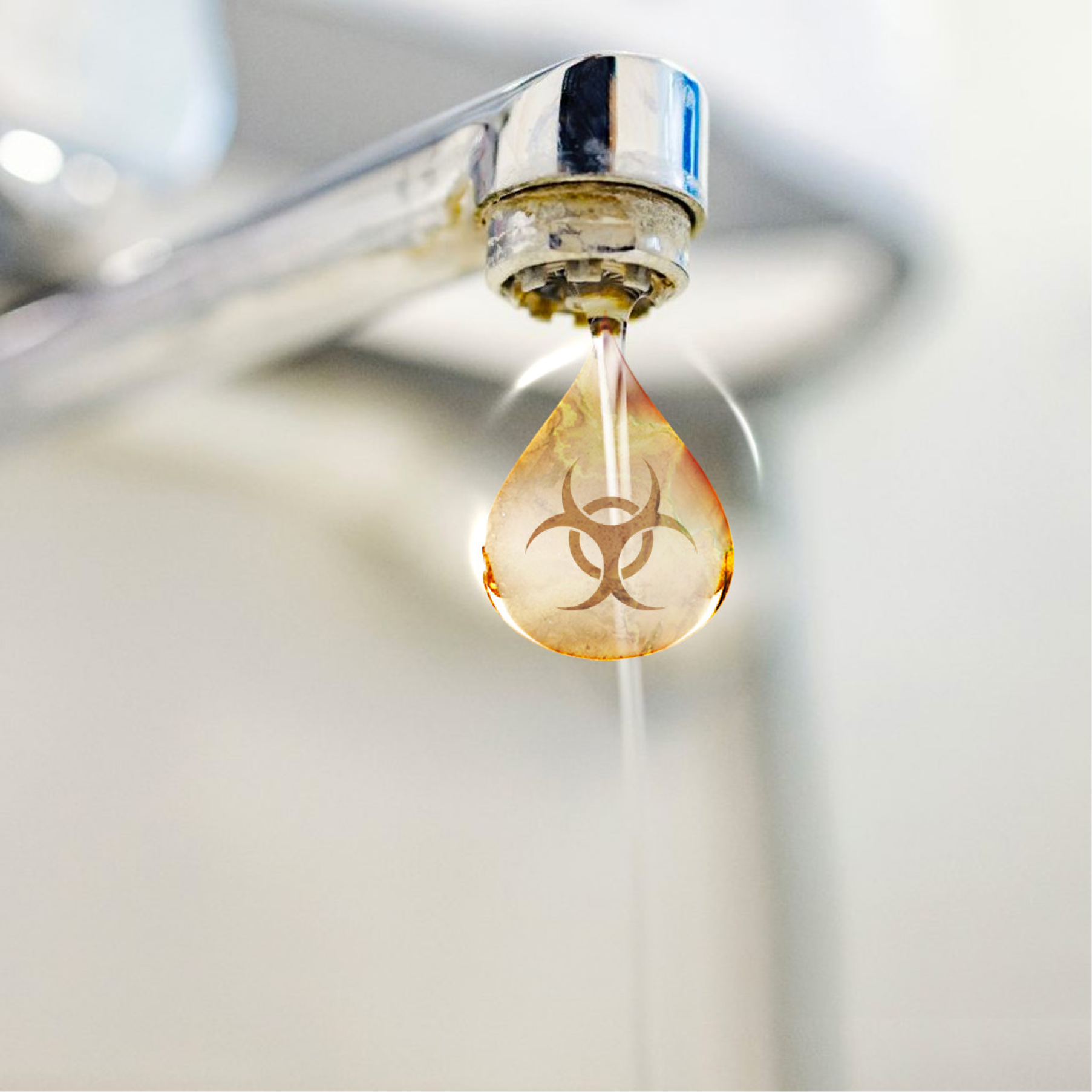 a drop of water with a toxic symbol on it