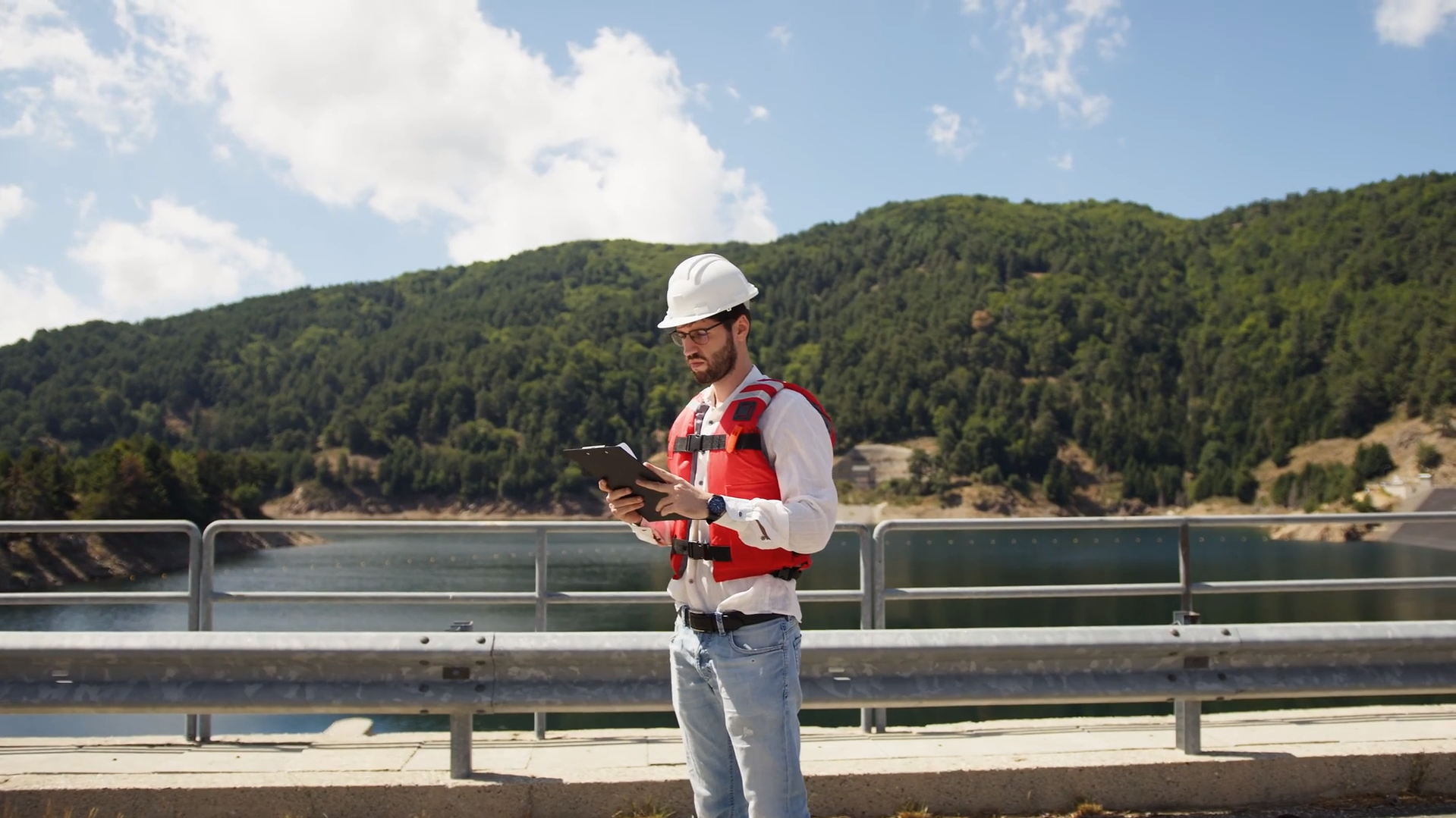 a structural engineer on a bridge