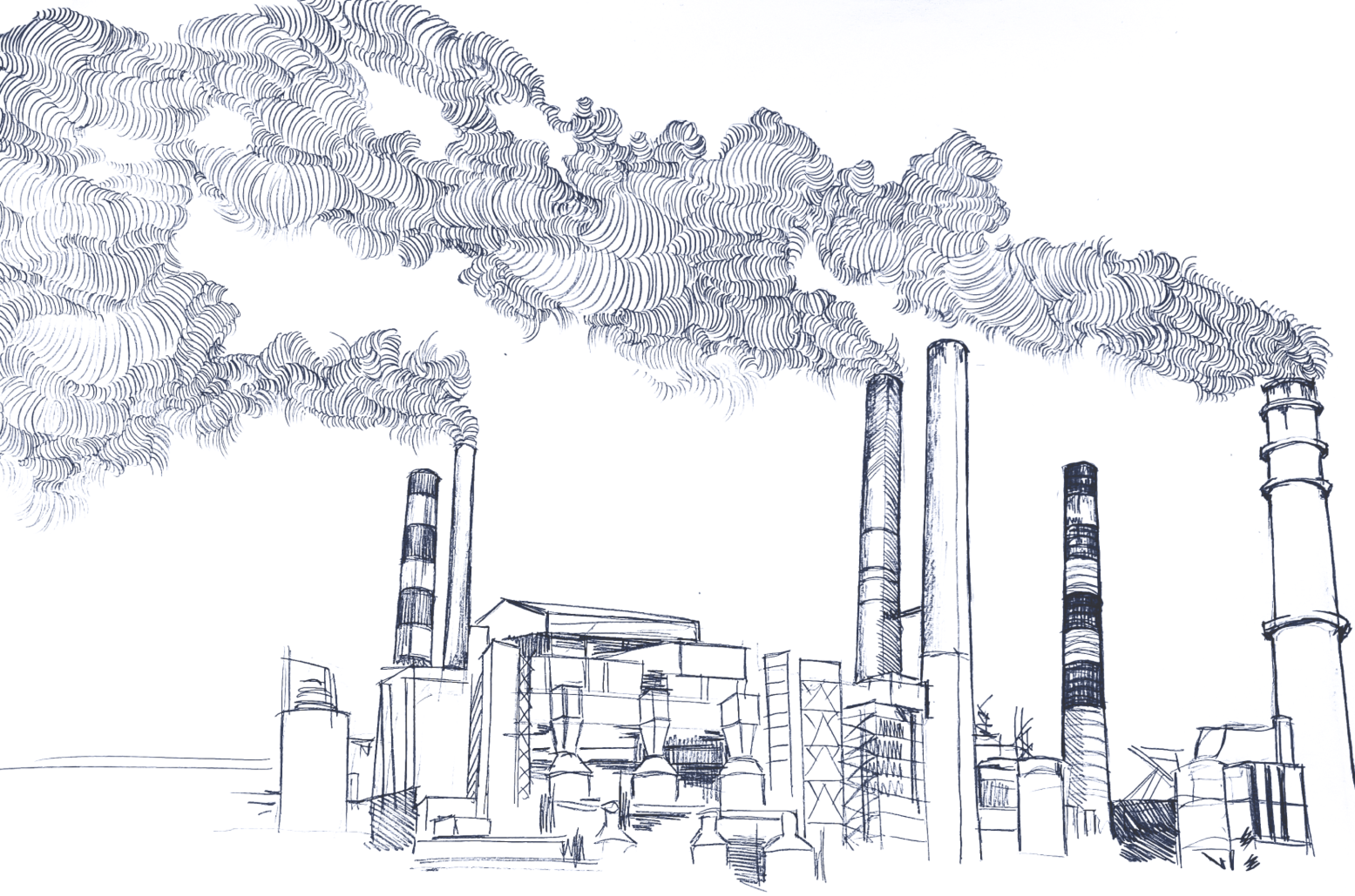 hand drawing of smoke stacks
