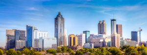 Downtown Atlanta Skyline showing several prominent buildings and
